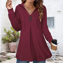 Laden Sie das Bild in den Galerie-Viewer, Damen-Sweatshirt mit Knopfleiste