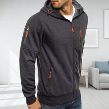 Laden Sie das Bild in den Galerie-Viewer, Kapuzen-Fleece-Sweatshirt mit durchgehendem Reißverschluss für Herren