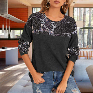 Bedrucktes Langarm-T-Shirt für Damen