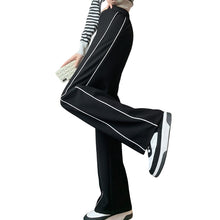 Laden Sie das Bild in den Galerie-Viewer, Seitengestreifte Hochhaushose mit weitem Bein
