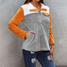 Laden Sie das Bild in den Galerie-Viewer, Mehrfarbiger Langärmeliger Kapuzenpullover mit Rundhalsausschnitt für Damen