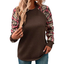 Laden Sie das Bild in den Galerie-Viewer, Karierte Patchwork-Sweatshirts für Damen