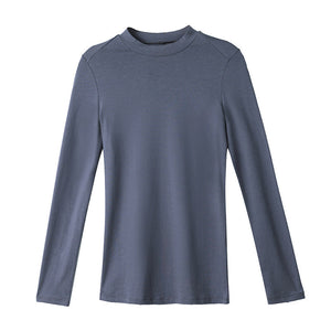 Langärmliges Schmales Damen-T-Shirt mit Stehkragen