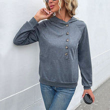 Laden Sie das Bild in den Galerie-Viewer, Kapuzen-Sweatshirt mit Knöpfen