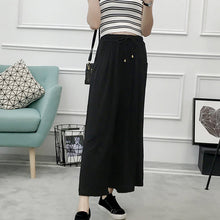 Laden Sie das Bild in den Galerie-Viewer, Einfarbige Hose mit weitem Bein und elastischem Bund