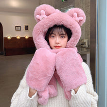 Laden Sie das Bild in den Galerie-Viewer, Warmes Bärenmütze/Schal/Handschuh-Set für Damen