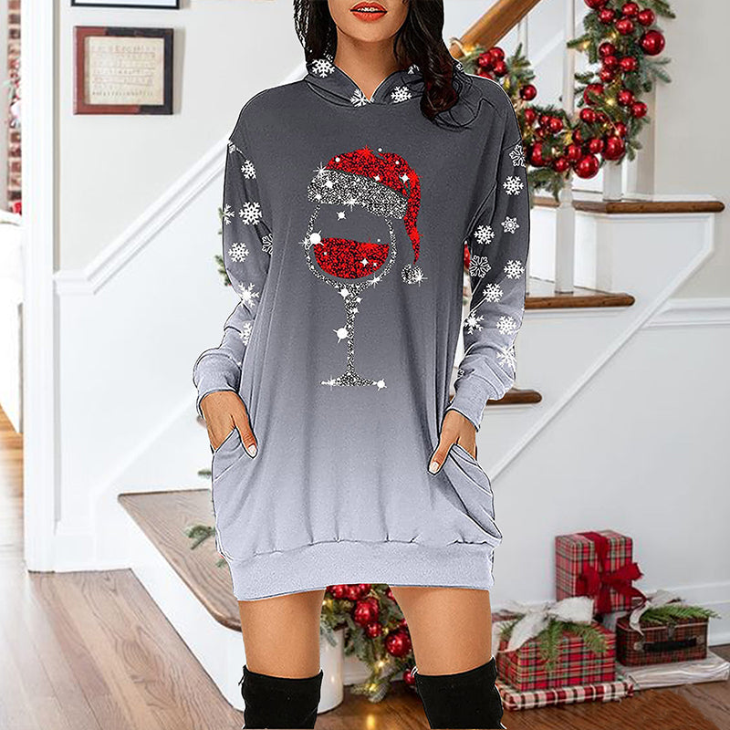 Kleid mit Schneeflocke Weinglas