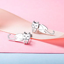 Laden Sie das Bild in den Galerie-Viewer, Katze Silber Ohrringe