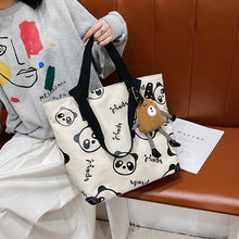 Laden Sie das Bild in den Galerie-Viewer, Süße Panda Segeltuch Tragetasche mit großem Fassungsvermögen