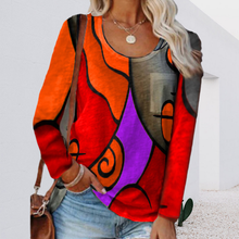 Laden Sie das Bild in den Galerie-Viewer, Lässiges Langarm-T-Shirt mit Farbblock