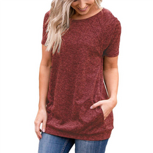 Laden Sie das Bild in den Galerie-Viewer, Lockeres lässiges schweißabsorbierendes T-Shirt für Damen mit Rundhalsausschnitt