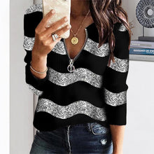 Laden Sie das Bild in den Galerie-Viewer, Reißverschluss-Sweatshirt mit geometrischem abstraktem Print