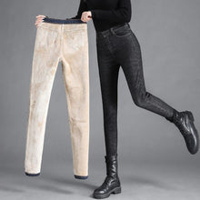 Laden Sie das Bild in den Galerie-Viewer, Damen Winter Vlies gefütterte elastische Jeans
