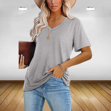 Laden Sie das Bild in den Galerie-Viewer, Modisches Lässiges T-Shirt Mit V-Ausschnitt Für Damen