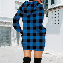 Laden Sie das Bild in den Galerie-Viewer, Mittellanges Kariertes Kapuzen-Sweatshirt