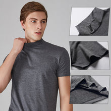 Laden Sie das Bild in den Galerie-Viewer, Schmal geschnittenes T-Shirt mit Stehkragen für Herren