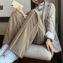 Laden Sie das Bild in den Galerie-Viewer, Seitengestreifte Hochhaushose mit weitem Bein