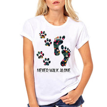 Laden Sie das Bild in den Galerie-Viewer, Lässiges T-Shirt Mit Hundepfoten-Druck