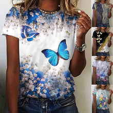 Laden Sie das Bild in den Galerie-Viewer, Sommer Schmetterlingsdruck T-Shirt