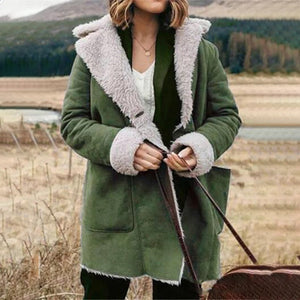 Lange Dicke Reversjacke aus Plüsch