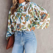 Laden Sie das Bild in den Galerie-Viewer, Hemd mit Ballonärmeln und Stehkragen