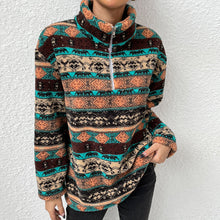 Laden Sie das Bild in den Galerie-Viewer, Lässiges Bedrucktes Sweatshirt mit Stehkragen