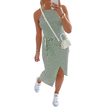 Laden Sie das Bild in den Galerie-Viewer, Sexy Gestreiftes Ärmelloses Damenkleid mit Schnürung