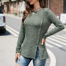 Laden Sie das Bild in den Galerie-Viewer, Geschlitzter Strickpullover mit Rundhalsausschnitt für Damen