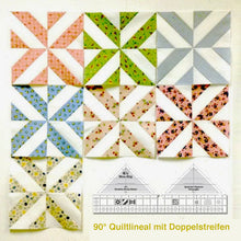 Laden Sie das Bild in den Galerie-Viewer, 90° Quiltlineal mit Doppelstreifen aus Acryl