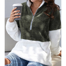 Laden Sie das Bild in den Galerie-Viewer, Kontrast-Plüschmantel mit Reißverschluss