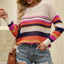 Laden Sie das Bild in den Galerie-Viewer, Gestreifter Farbblock-Strickpullover