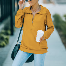 Laden Sie das Bild in den Galerie-Viewer, Einfarbiges Sweatshirt mit Revers und Reißverschluss