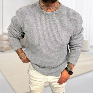 Einfarbiger Pullover mit Rundhalsausschnitt