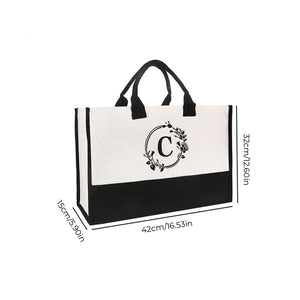 Leinen Alphabet Strandtasche