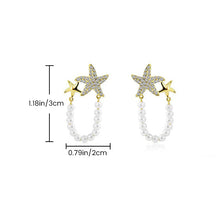Laden Sie das Bild in den Galerie-Viewer, Diamant Seestern Perlen Ohrringe