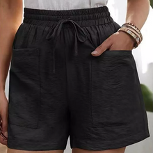 Laden Sie das Bild in den Galerie-Viewer, Sommer Damen lässige lockere Leinenshorts