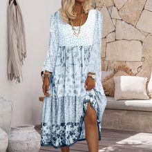 Laden Sie das Bild in den Galerie-Viewer, Lässiges Blumenkleid mit langen Ärmeln
