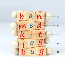 Laden Sie das Bild in den Galerie-Viewer, Montessori Alphabet pädagogische phonetische Leseblöcke aus Holz