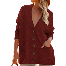 Laden Sie das Bild in den Galerie-Viewer, Einfarbige Strickjacke mit Tasche