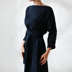 Lockeres Schnürkleid aus Baumwolle und Leinen