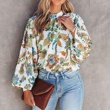 Laden Sie das Bild in den Galerie-Viewer, Hemd mit Ballonärmeln und Stehkragen