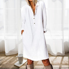 Laden Sie das Bild in den Galerie-Viewer, Einfarbiges Langärmliges Kleid mit Revers