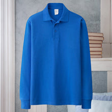 Laden Sie das Bild in den Galerie-Viewer, Einfarbiges langärmliges Poloshirt mit Revers für Herren