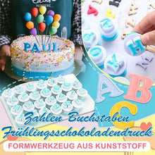 Laden Sie das Bild in den Galerie-Viewer, Zahlen Buchstaben Frühlingsschokoladendruck Formwerkzeug aus Kunststoff