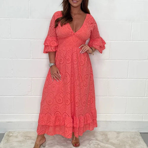 V-Ausschnitt Kleid mit hoher Taille