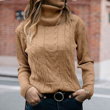 Laden Sie das Bild in den Galerie-Viewer, Einfarbiger Strickpullover mit Revers für Damen