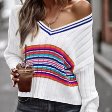 Laden Sie das Bild in den Galerie-Viewer, Täfelter Pullover mit V-Ausschnitt