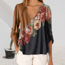 Laden Sie das Bild in den Galerie-Viewer, Bedrucktes Chiffonhemd mit V-Ausschnitt