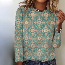 Laden Sie das Bild in den Galerie-Viewer, Langärmliges Bedrucktes T-Shirt für Damen