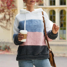 Laden Sie das Bild in den Galerie-Viewer, Kontrastfarbenes Kapuzen-Sweatshirt mit Kordelzug